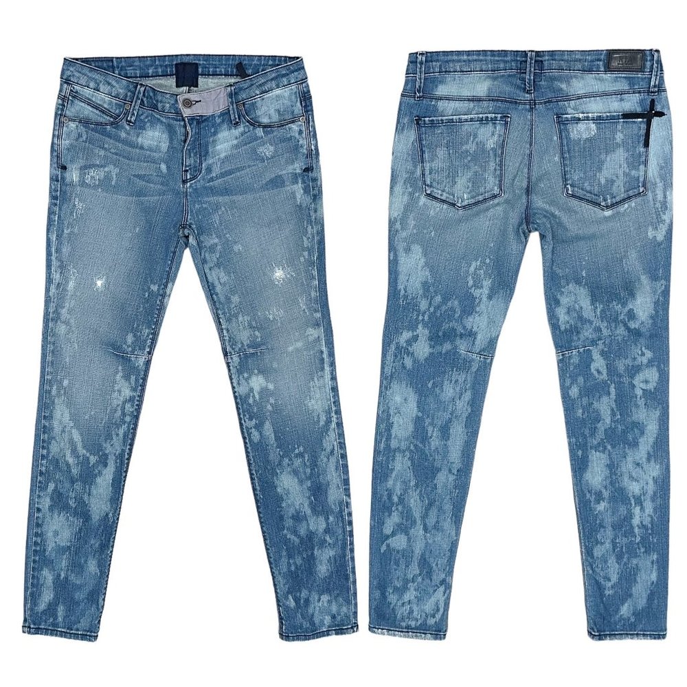 RtA Road to Awe Bleached Distressed Denim Boyfriend Skinny Jeans Women’s Size 29